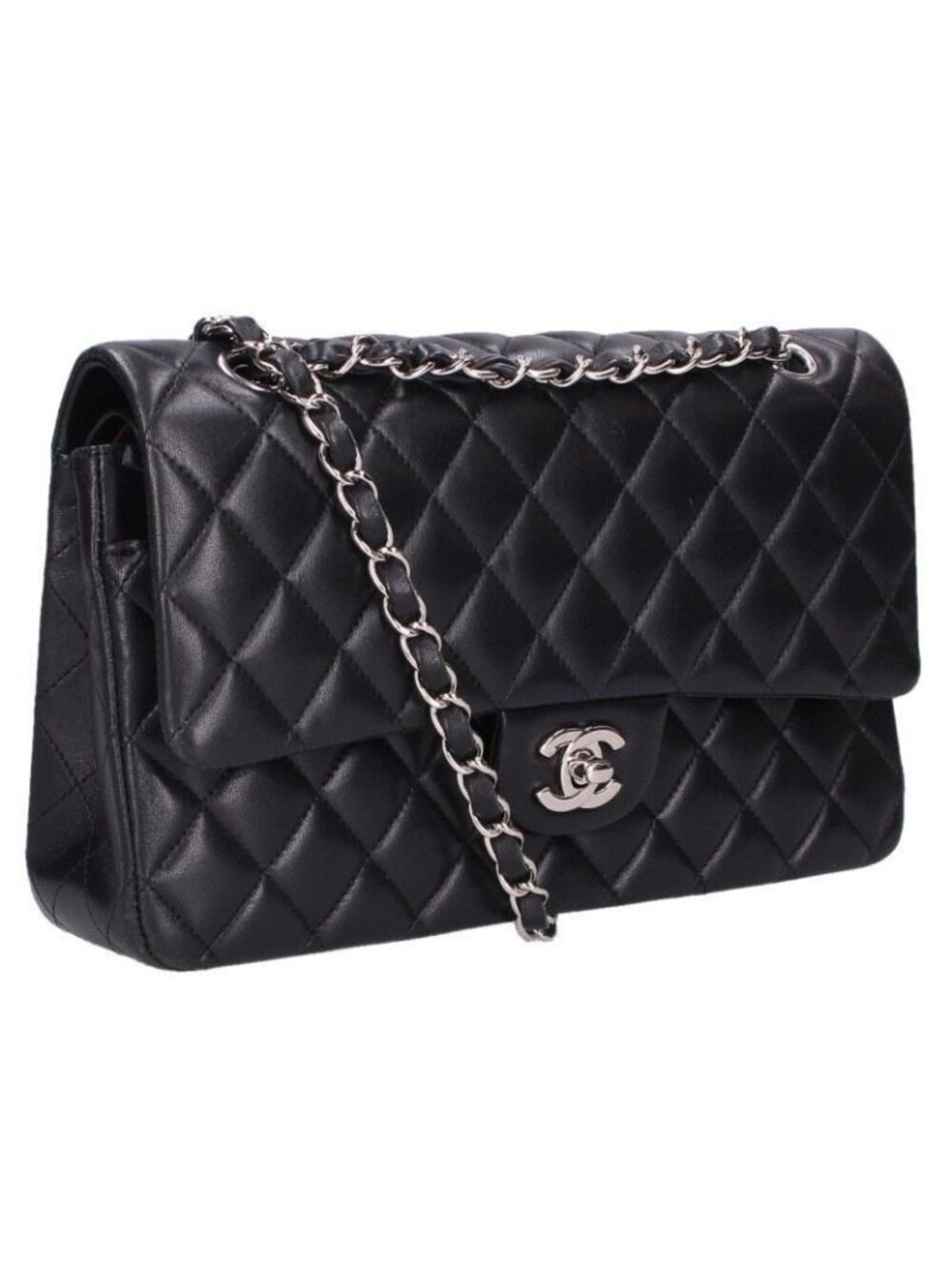 Chanel Quilted 25 Lambskin Double Flap Chain Shoulder Bag 25